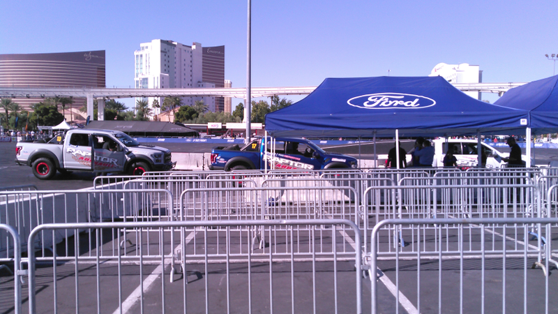 Three Ford Raptors ready to be hooned.